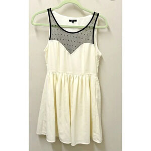 JARLO London Fit & Flare Dress White Black Mesh Sleeveless Party Cocktail